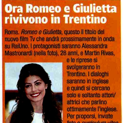 Romeo e Giulietta, partono oggi le riprese della fiction Mediaset