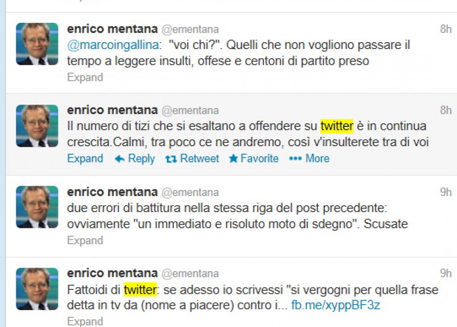 Enrico Mentana lascia Twitter, troppi insulti!