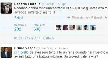 Fiorello provoca Bruno Vespa su Twitter e la reazione non si fa attendere