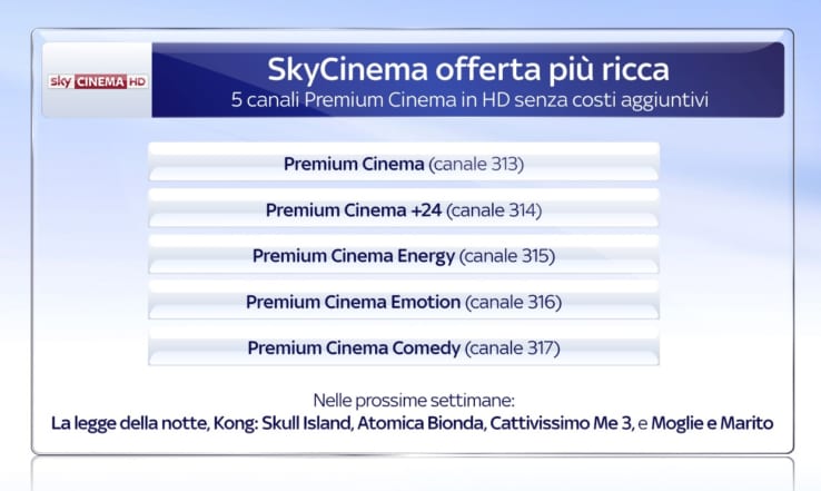 Canali Premium Cinema su Sky