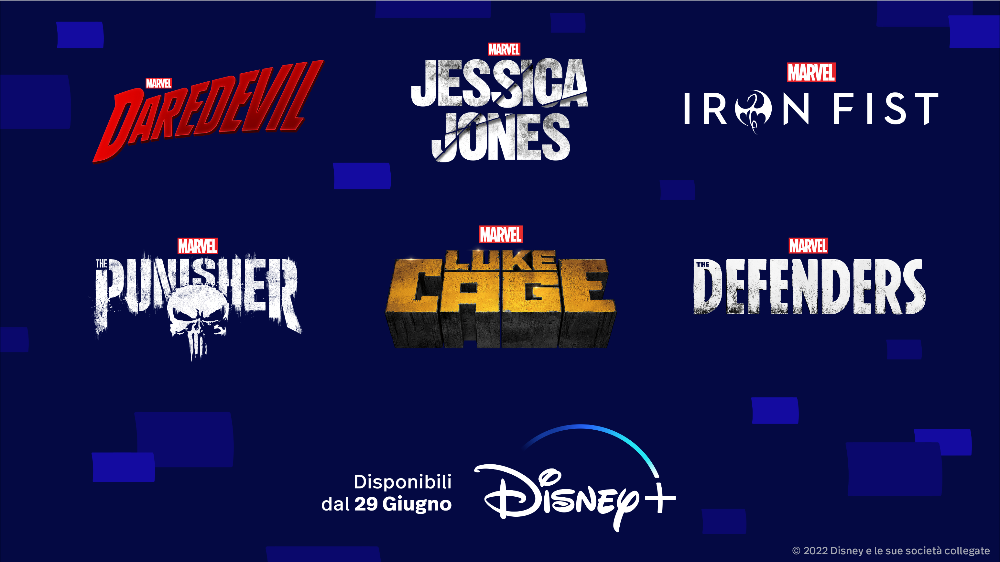 Daredevil, Jessica Jones, Luke Cage, Iron Fist, The Defenders e The Punisher arriveranno a giugno su Disney+