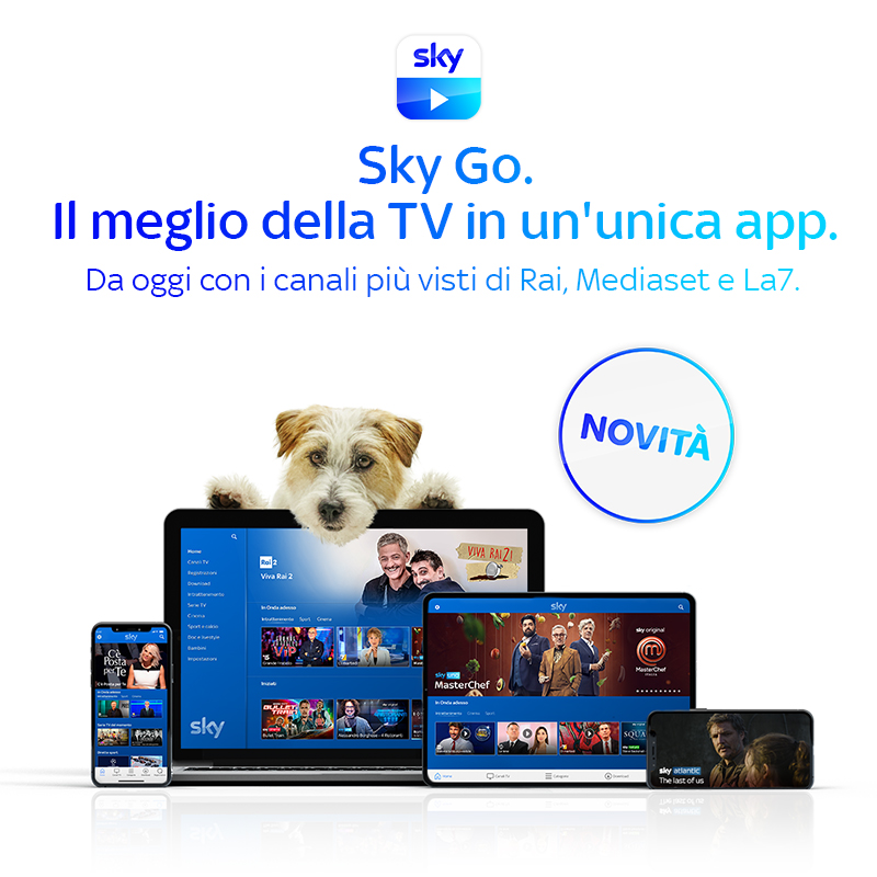Sky Go, arrivano i canali in chiaro di Rai, Mediaset e La7